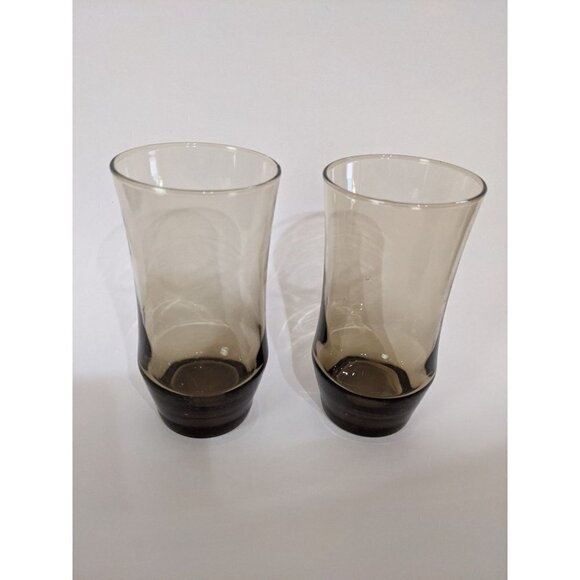 Vintage Libbey Tulip Tawny Brown tumbler iced tea  drinking glasses set of 2 - Picture 3 of 8